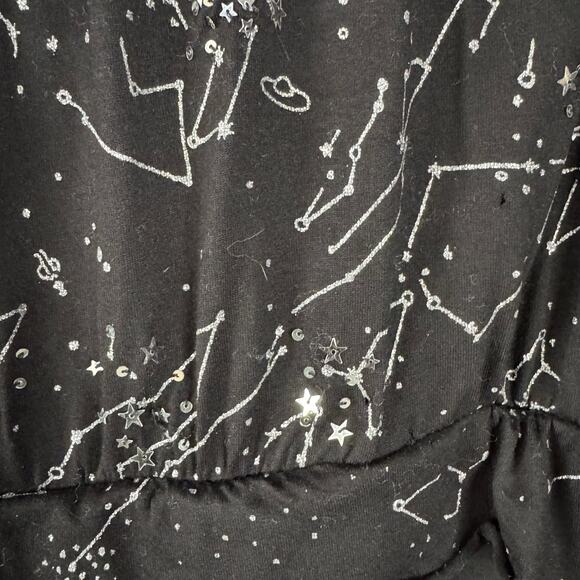 Desigual Cassius Dress Womens Large Black Constellation Ruffle Sleeveless Mini - Picture 7 of 12